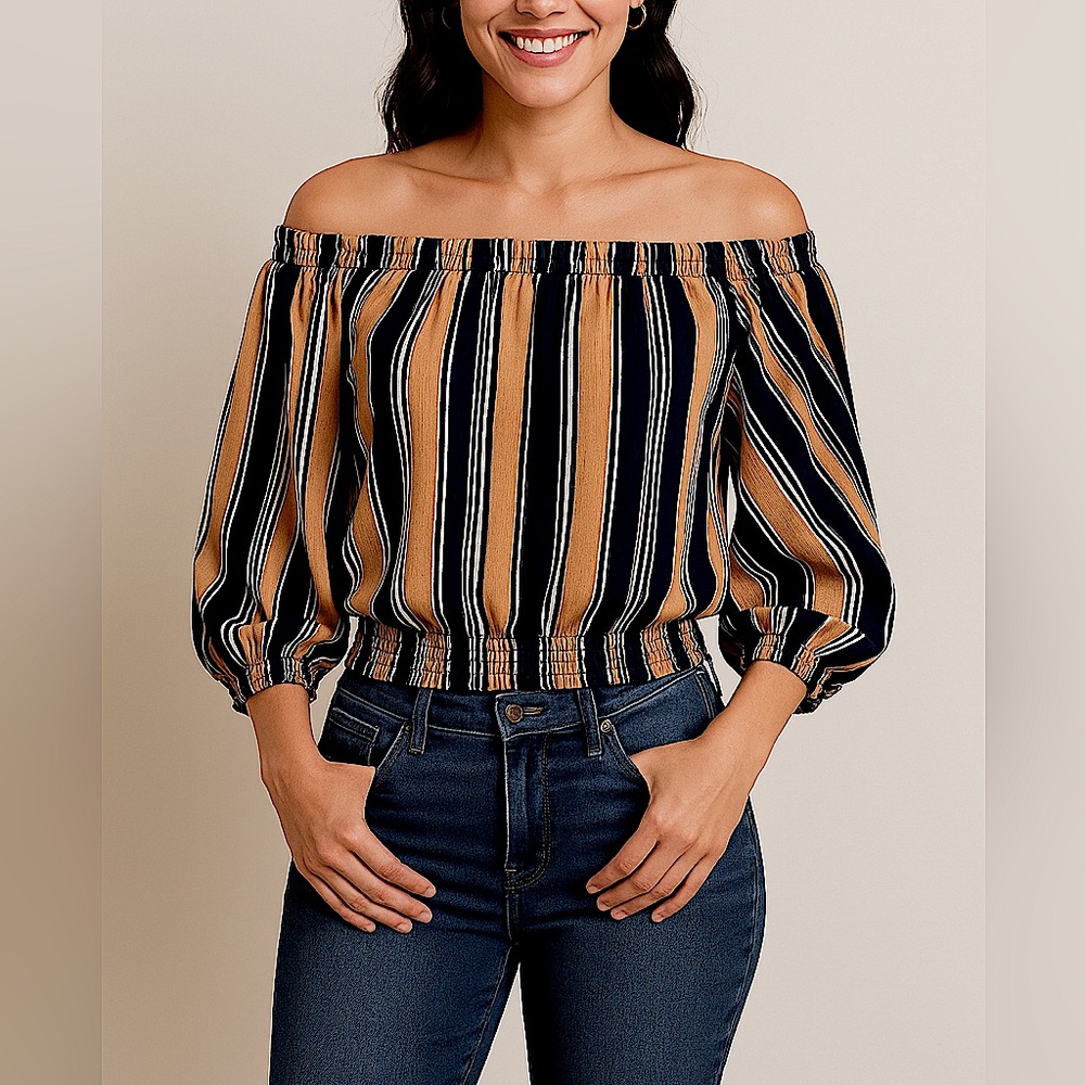 Striped Black and Brown Women's Top